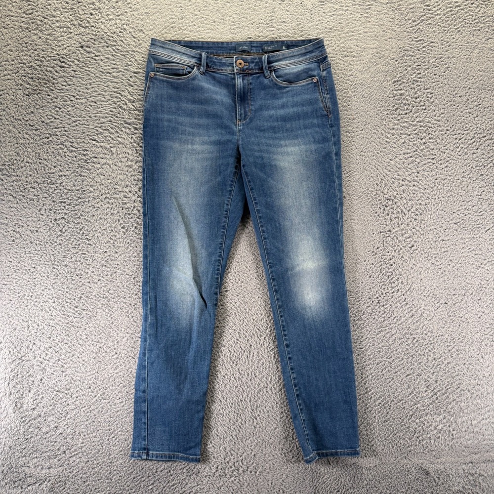 J. Jill Jeans Womens 8 Blue Cotton Denim Ankle Slim Fit Faded Whiskered Stretch